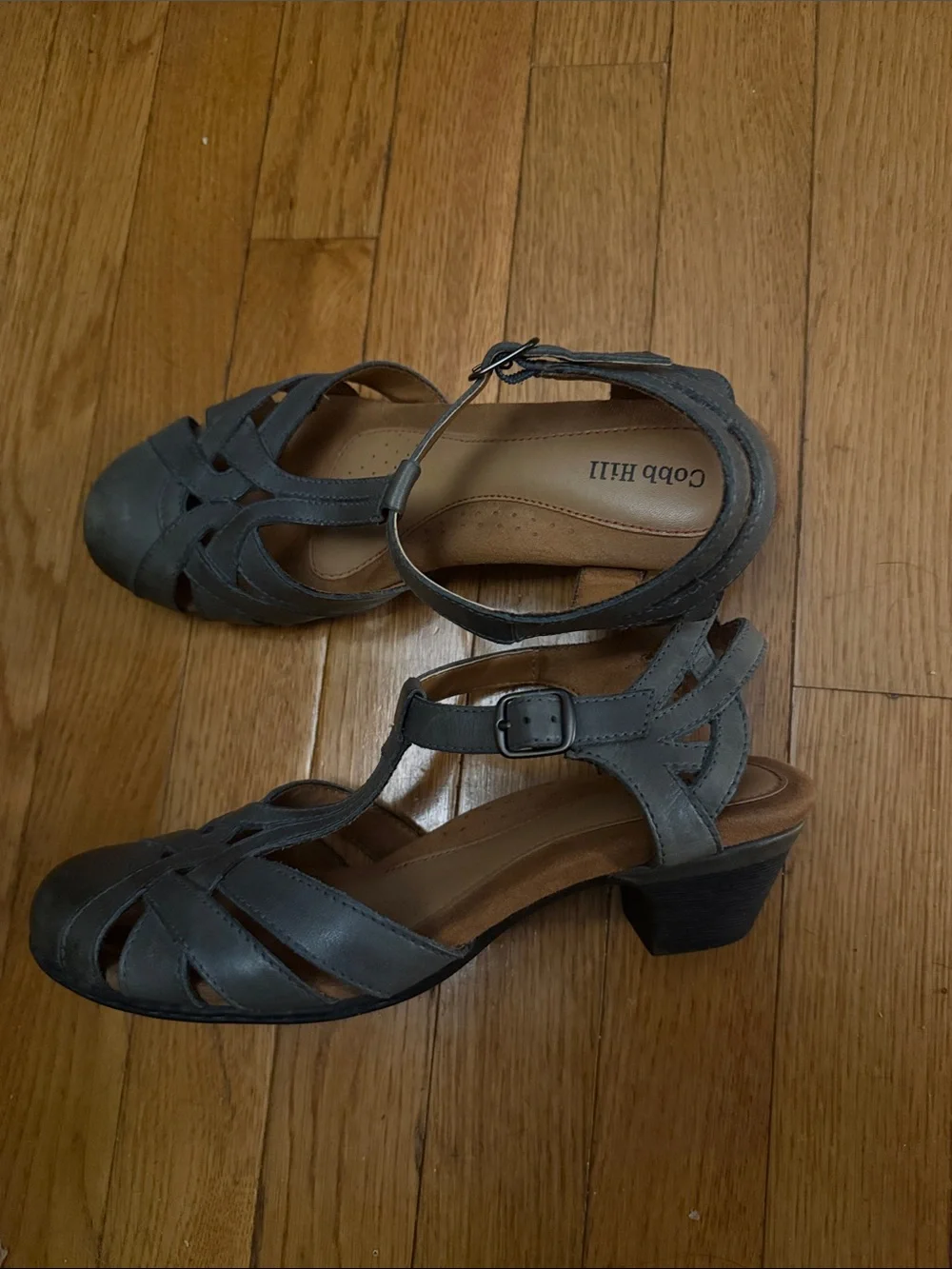 Cobb Hill by New Balance Women's Charcoal Gray / green Leather Strappy Sandals